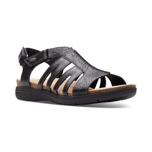 Clarks Womens April Belle Strappy Slingback Sandals Black 8.5 MSRP $94